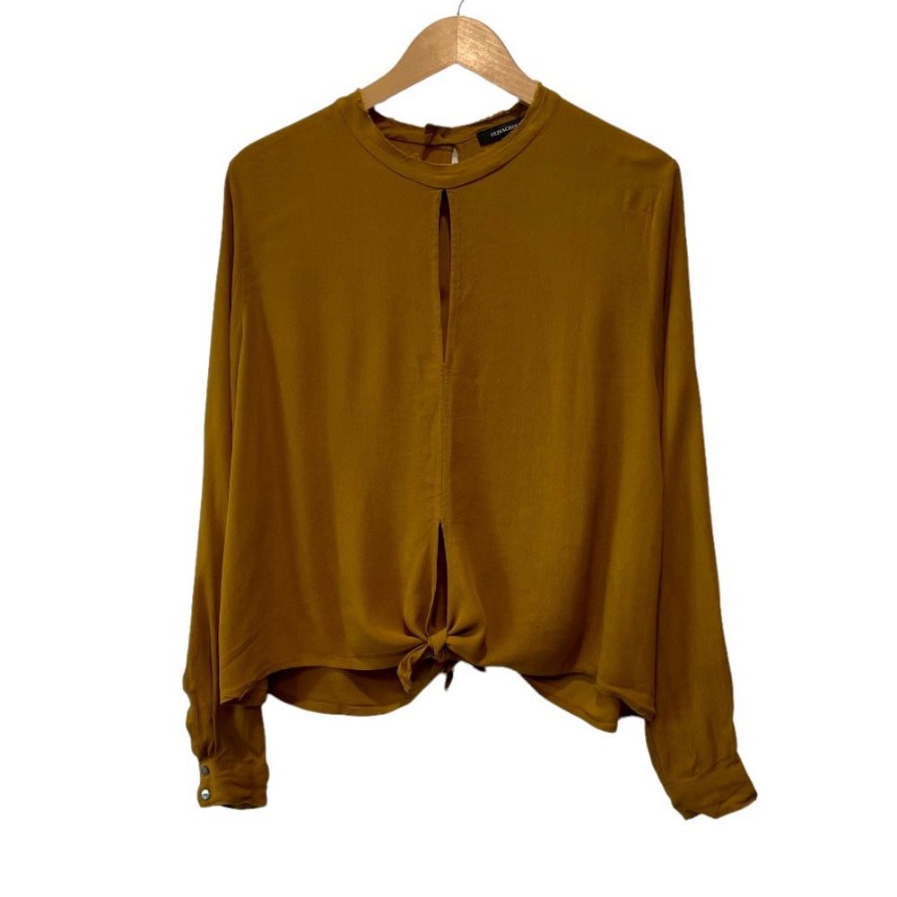 Olivaceous Tie Back Blouse Top - Picture 1 of 11